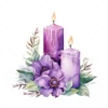 19 High-Quality Purple Floral Candle Clipart - Purple candle digital watercolor JPG instant download for commercial use - Digital download
