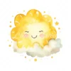 18 High-Quality Cute Sun and Cloud Clipart - Cute sun cloud digital watercolor JPG instant download for commercial use - Digital download