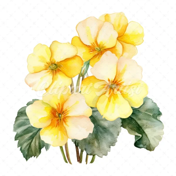 20 High-Quality Primrose Clipart - Primrose flowers watercolor JPG instant download for commercial use - Digital download