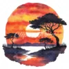 21 High-Quality African Sunset Clipart - African sunset digital watercolor JPG instant download for commercial use - Digital download