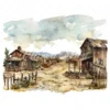 19 High-Quality Old West Clipart - Old west landscape digital watercolor JPG instant download for commercial use - Digital download