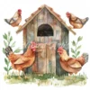 20 High-Quality Chicken Coop Clipart - Chicken coop digital watercolor JPG instant download for commercial use - Digital download