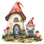 20 High-Quality Gnome House Clipart - Gnome house digital watercolor JPG instant download for commercial use - Digital download