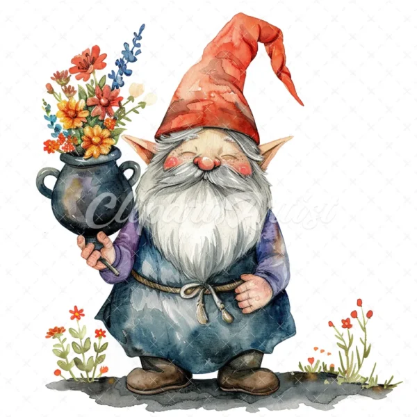 20 High-Quality Gnomes With Cauldron Clipart - Gnomes cauldron digital watercolor JPG instant download for commercial use - Digital download
