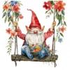 18 High-Quality Gnome on Swing Clipart - Gnome on swing wreath digital watercolor JPG instant download for commercial use - Digital download