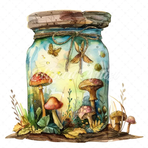 20 High-Quality Fairy Jars Clipart - Fairy jars digital watercolor JPG instant download for commercial use - Digital download