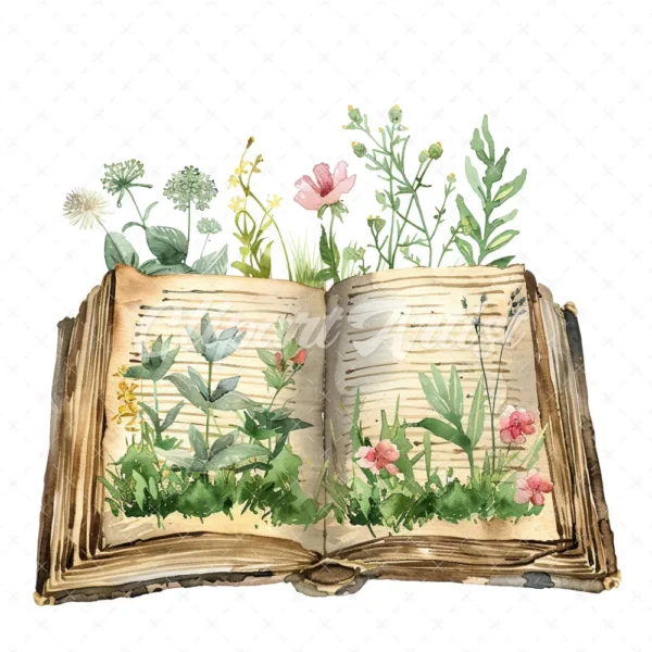 20 High-Quality Forgotten Book Clipart - Forgotten book digital watercolor JPG instant download for commercial use - Digital download
