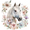 20 High-Quality White Floral Horse Clipart - White horse digital watercolor JPG instant download for commercial use - Digital download