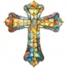 20 High-Quality Stained Glass Cross Clipart - Glass cross digital watercolor JPG instant download for commercial use - Digital download