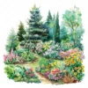 20 High-Quality Landscape Garden Clipart - Landscape garden digital watercolor JPG instant download for commercial use - Digital download