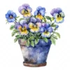 20 High-Quality Pot of Pansies Clipart - Pot of pansies digital watercolor JPG instant download for commercial use - Digital download