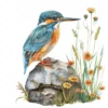 20 High-Quality Floral Kingfisher Clipart - Floral kingfisher digital watercolor JPG instant download for commercial use - Digital download