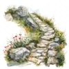 20 High-Quality Rocky Path Clipart - Rocky path digital watercolor JPG instant download for commercial use - Digital download
