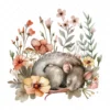 20 High-Quality Mice Sleep In Flower Clipart - Mice sleep digital watercolor JPG instant download for commercial use - Digital download