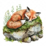 22 High-Quality Cute Fox Sleep Clipart - Cute fox sleep digital watercolor JPG instant download for commercial use - Digital download