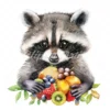 20 High-Quality Cute Fruit Raccoon Clipart - Fruit raccoon digital watercolor JPG instant download for commercial use - Digital download