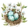 20 High-Quality Floral Bird Nest Clipart - Floral bird nest digital watercolor JPG instant download for commercial use - Digital download