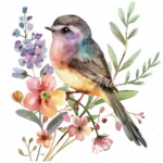 20 High-Quality Cute Floral Bird Clipart - Cute floral bird digital watercolor JPG instant download for commercial use - Digital download