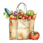 19 High-Quality Grocery Bag Clipart - Grocery bag watercolor JPG instant download for commercial use - Digital download