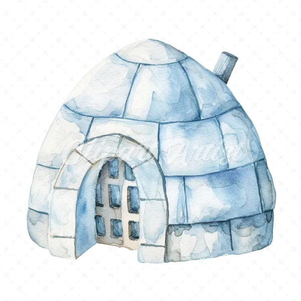 20 High-Quality Igloo Clipart - Snow igloo watercolor JPG instant download for commercial use - Digital download