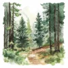 20 High-Quality Forest Trail Clipart - Forest trail landscape watercolor JPG instant download for commercial use - Digital download