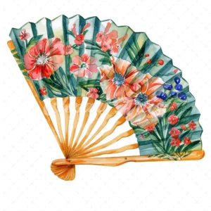 18 High-Quality Floral Hand Fan Clipart - Floral hand fan digital watercolor JPG instant download for commercial use - Digital download