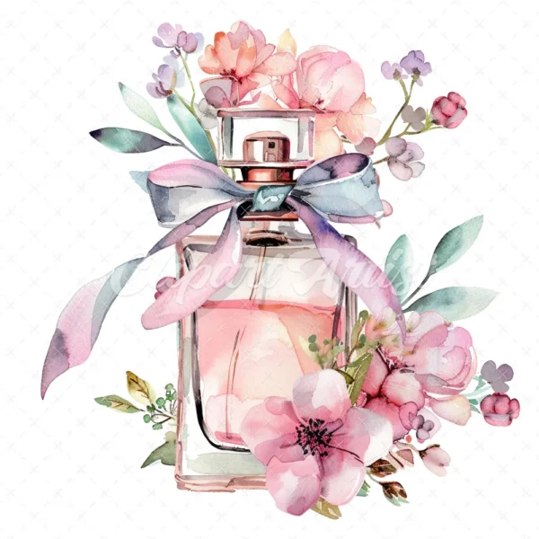 18 High-Quality Floral Perfume Clipart JPG - Pink perfume bottle digital clipart JPG instant download for commercial use - Digital Download