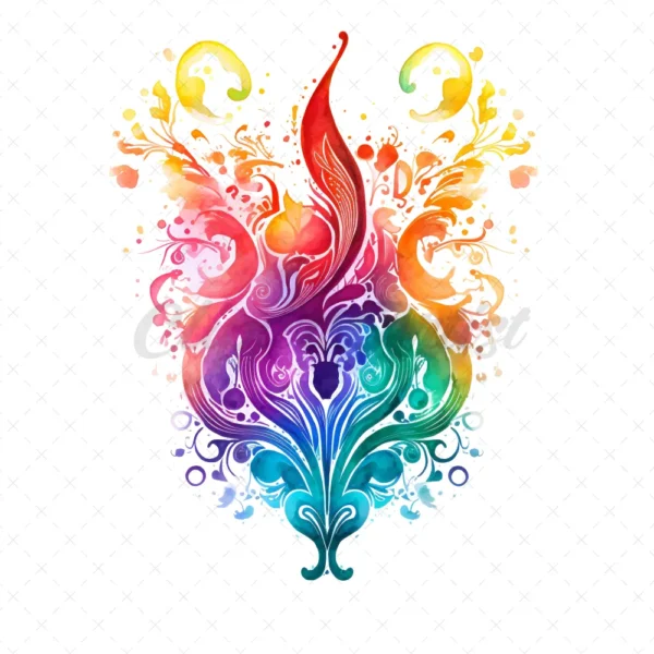 20 High-Quality Rainbow Mehndi Clipart - Rainbow mehndi digital watercolor JPG instant download for commercial use - Digital download