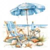 20 High-Quality Beach Set Clipart - Beach set digital watercolor JPG instant download for commercial use - Digital download