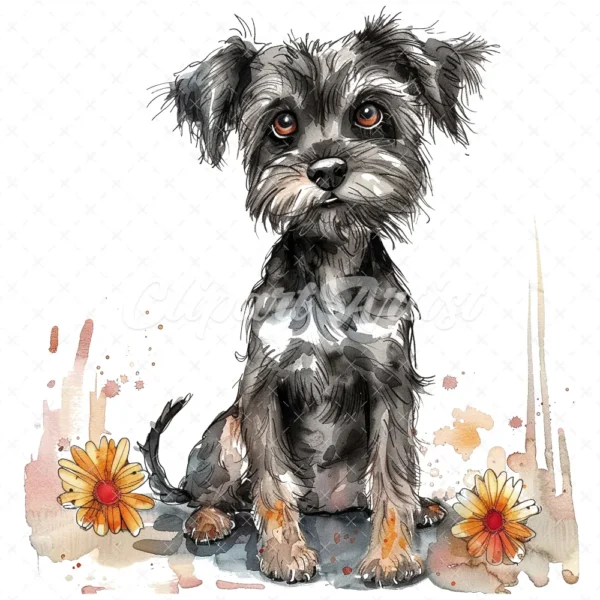 20 High-Quality Crazy Dog Clipart - Quirky crazy cute dog digital watercolor JPG instant download for commercial use - Digital download