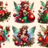 Christmas Fairies PNG Clipart Collection - 25 PNG, Festive fairy graphics png, Holiday magic illustrations, Commercial use, Digital download