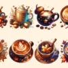 Autumn Coffee PNG Clipart Collection - 43 PNG, Warm beverage graphics, Autumn inspired illustrations, Commercial use, Digital download