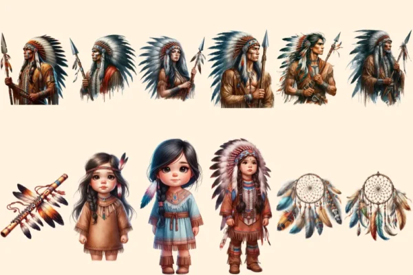 Native America (P-2) PNG Clipart Collection - 57 PNG, Cultural illustrations, Traditional graphics, Commercial use, Digital download