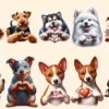 Dog Hearts PNG Clipart Collection - 48 PNG, Charming puppy illustrations, Sweet dog love printables, Commercial use, Digital download