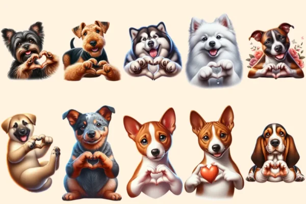 Dog Hearts PNG Clipart Collection - 48 PNG, Charming puppy illustrations, Sweet dog love printables, Commercial use, Digital download