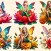 Floral Fairies PNG Clipart Collection - 30 PNG, Magical fairy graphics, Floral themed printables, Commercial use, Digital download