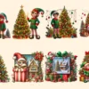 Christmas Elves PNG Clipart Collection - 37 PNG, Holiday elf illustrations, Festive season printables, Commercial use, Digital download