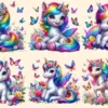 Unicorns PNG Clipart Collection - 26 PNG, Whimsical unicorn graphics, Fairytale inspired printables, Commercial use, Digital download