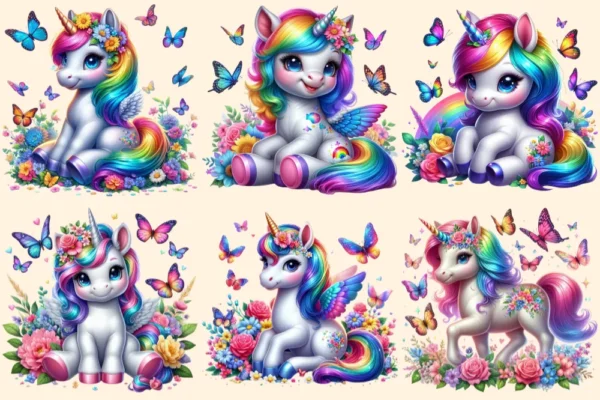 Unicorns PNG Clipart Collection - 26 PNG, Whimsical unicorn graphics, Fairytale inspired printables, Commercial use, Digital download