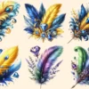 Feathers PNG Clipart Collection - 31 PNG, Artistic feather illustrations, Elegant printables, Commercial use, Digital download