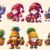 Fruit Gnomes PNG Clipart Collection - 35 PNG, Cute fruit gnome graphics, Charming gnome printables, Commercial use, Digital download
