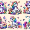 Unicorns (P-2) PNG Clipart Collection - 25 PNG, Whimsical unicorn graphics, Fairytale inspired printables, Commercial use, Digital download