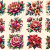 Mexican Flowers PNG Clipart Collection - 58 PNG, Cultural themed illustration, Colorful floral art, Commercial use, Digital download