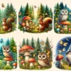 Woodland PNG Clipart Collection - 29 PNG, Woodland creatures illustration, Whimsical forest art, Commercial use, Digital download