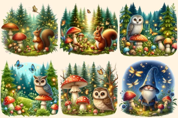 Woodland PNG Clipart Collection - 29 PNG, Woodland creatures illustration, Whimsical forest art, Commercial use, Digital download