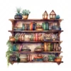 20 High-Quality Book Shelves Clipart - Book shelves digital watercolor JPG instant download for commercial use - Digital download