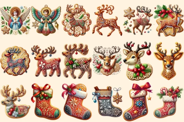 Christmas Cookies PNG Clipart Collection - 82 PNG, Holiday cookie graphics, Festive treat art, Commercial use, Digital download