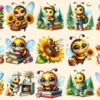 Bee PNG Clipart Collection - 72 PNG, Busy honeybee illustrations, Cute bee printables, Commercial use, Digital download
