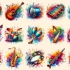Musical Instruments PNG Clipart Collection - 65 PNG, Colorful music graphics, Instrument printables, Commercial use, Digital download