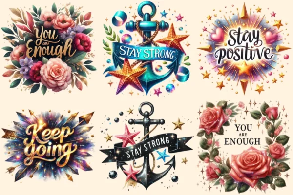 Inspirational Quotes PNG Clipart Collection - 28 PNG, Uplifting graphics, Inspirational quotes art, Commercial use, Digital download